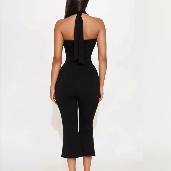 Fashion Nova Black Halter Capri Jumpsuit - Picture 2 of 2